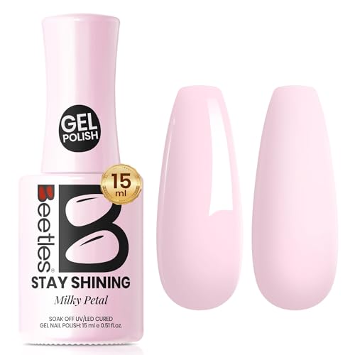 Image of Beetles Baby Pink Gel Polish - Milky Petal 15ml /0.51Oz, Light Pink Gel Nail Polish for Pastel Nails, Same Color Bottle STAY SHINING Series, Long-Lasting Soak Off UV LED Lamp | Color-Matched Bottle Design, Soak Off UV LED Light Pink Gel Nail Polish, Long-Lasting for DIY Beginners & Salon Pros