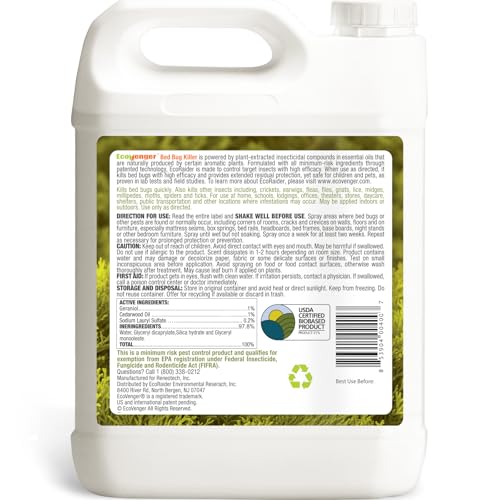 Image of EcoRaider Bed Bug Killer Spray 1 Gallon Jug, Green + Non-Toxic, 100% Kill + Extended Protection