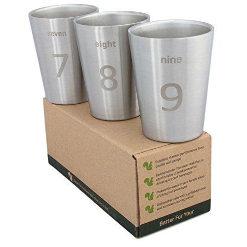 Exclusive Discount 🔥 Better For Your - Small Stainless Steel Double Wall Tumbler Cups, 8oz (250ml) - Set of 3 - Numbers and Words 7-8-9 Exclusive Discount 🔥 Better For Your - Small Stainless Steel Double Wall Tumbler Cups, 8oz (250ml) - Set of 3 - Numbers and Words 7-8-9