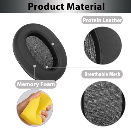 Repuestos Almohadillas para Oído Adhiper para Sony ULT WEAR (WH-ULT900N) Auriculares Inalámbricos con Cancelación de Ruido, Almohadillas de Cuero de Proteína Suave y Espuma de Reducción de Ruido - Negro miniatura 3