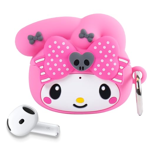 iFace My Melody 50th and Kuromi 20th Anniversary Case [compatível com AirPods 4] linda capa protetora de silicone [mosquetão incluído] [capacidade de carregamento sem fio] - My Melody 50th Anniversary