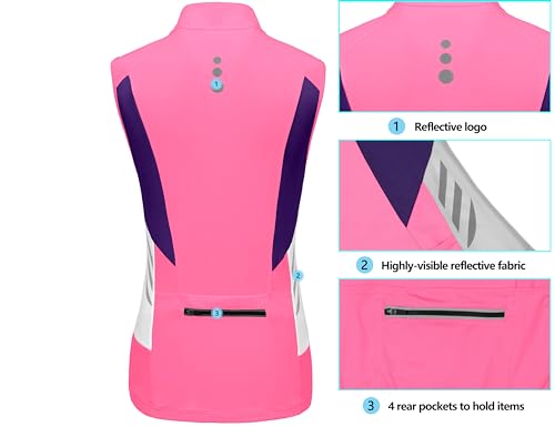 Image of Little Donkey Andy Women's Half Zip Breathable Cycling Vests Reflective Sleeveless Jerseys Shirts Golf 4 Rear Pockets