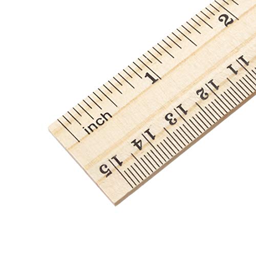 Uxcell A19071200UX0095 Wood Ruler 15Cm 6 Inch 2 Scale Office Rulers Wooden Measuring Ruler 8Pcs thumb #4