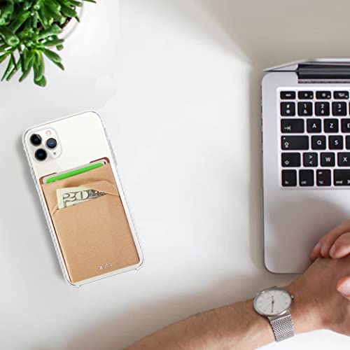 Image of RFID Blocking Phone Card Wallet - Double Secure Pocket - Ultra-Slim Self Adhesive Credit Card Holder Card Sleeves Phone Wallet Sticker All Smartphones(Gold)-2PC