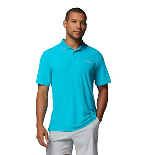 Columbia Men's PFG Freezer Polo, Ocean Teal, 6X - image 1