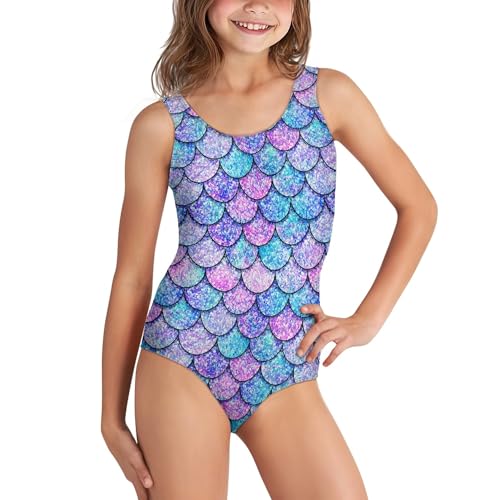 Girls One Piece Swimsuit Cross Back Butterfly Mermaid Summer Swimwear for Kids Holiday Vacation