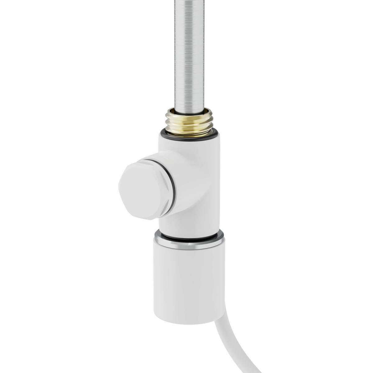 Warmehaus Electric Heating Element Dual Fuel + White Cover Cap + White T Piece with End Plug for Heated Towel Rail Warmer Bathroom Radiators 150W