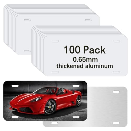 100 PCS Sublimation License Plate Blanks Metal Aluminum car Tag White Thermal Transfer DIY Custom Picture Design for car License Plate