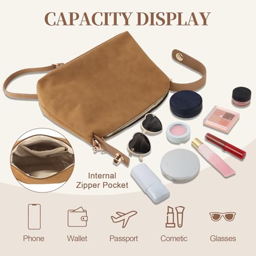 Bolso Tote de gamuza marrón para mujer miniatura 5