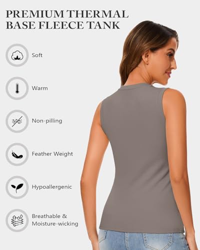 Image of Thermal Underwear Tank Top Fleece Shirt Cami Sleeveless Thermal Top Warm Undershirt Base Layer Women Cold Weather