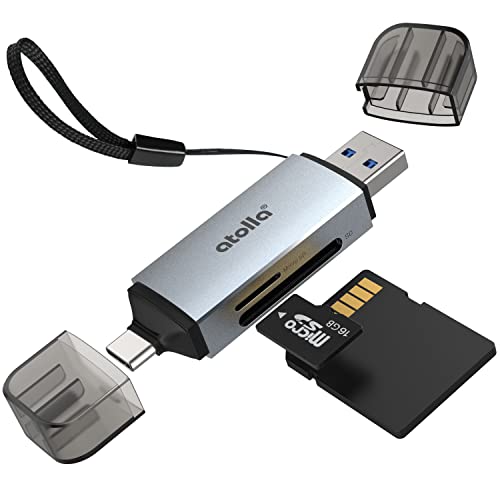 Atolla Lettore Schede SD/Micro SD, Lettore di Schede tipo C USB 3.0 per MicroSD/SD/SDXC/SDHC/MMC, Alluminio Adattatore OTG compatibile con MacBook, iPad Pro, Samsung Galaxy S20, laptop