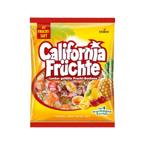 California Früchte – 1 x 425g – Gefüllte Bonbons mit Fruchtsaft – In vier verschiedenen Sorten California Früchte – 1 x 425g – Gefüllte Bonbons mit Fruchtsaft – In vier verschiedenen Sorten