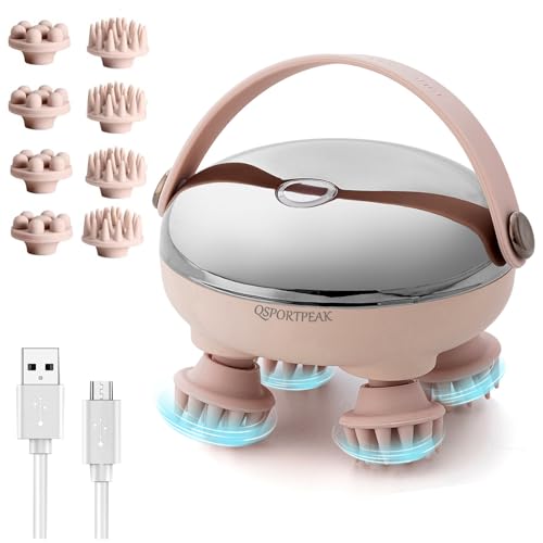 QSPORTPEAK Electric Scalp Massager Head Cleaning Massager Also Suitable for Pets IPX7 Waterproof Portable Handheld Massager for Head Body Relaxation Stress Relief and Hair Care Silver