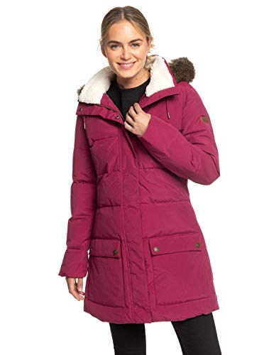 Roxy Womens Roxy Ellie - Water Repellent Hooded Longline Puffa Jacket - Women - M - Red Beet Red M