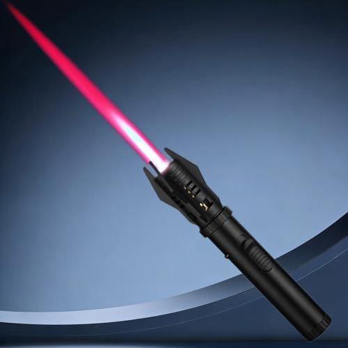 Torch Lighter Bright Fire Lighter Lightsaber Lighters with Safety Lock and Adjustable Flame Windproof Butane Refillable Cool Lighters for Camping Candles Campfires BBQ Baking (Fuel Not Included)