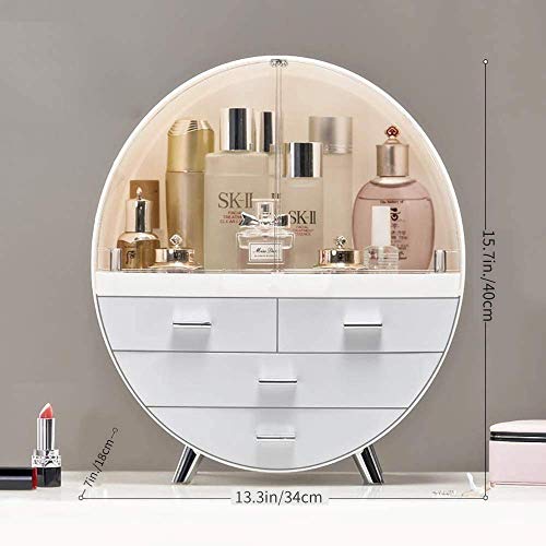 Makeup Organizer Large Capacity Dustproof and Waterproof Cosmetic Organizer Box Fully Open Makeup Display Boxes,Makeup Caddy Holder for Bathroom, Countertop,Dresser (Grey)