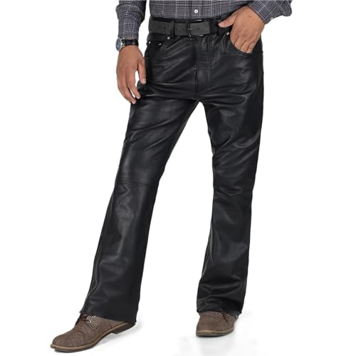 Laverapelle Men's Genuine Lambskin Leather Pants (Black, Leather Jeans) - 2304004