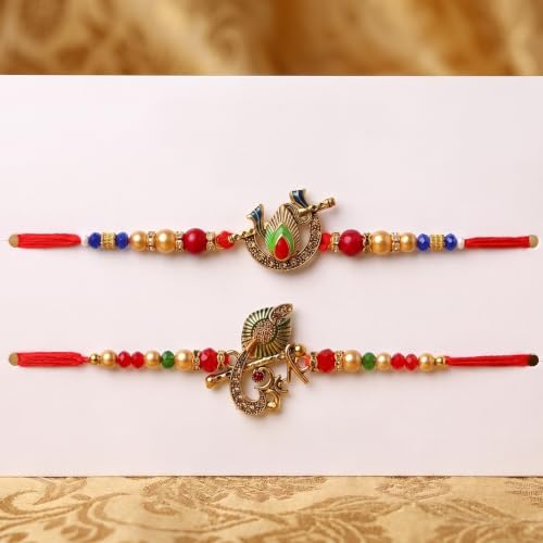 Image of TIED RIBBONS Rakhi Gift for Brother with Chocolates - Set of 2 Premium Rakhi with Chocolates Pack and Roli Chawal - Rakhi for Brother