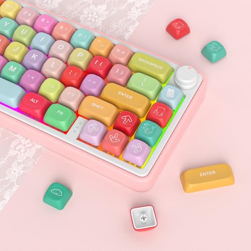 Image of Guffercty kred 134 Keys MOA Profile Cute Keycaps, Candy Bears Keyboard Keycaps with Rounded Edges Cloud-Like Typing Feel for Mechanical Keyboard (MOA-Candy Bears)