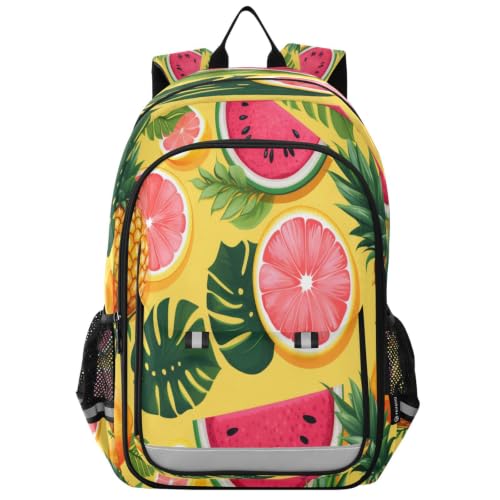 Sac à dos scolaire enfants et adolescents motif fruits tropicaux