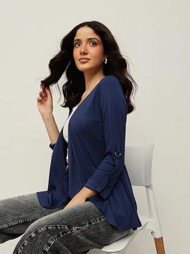 Image of ESPRESSO Women 100% Viscose Full Sleeve Foldable Waterfall Shrug