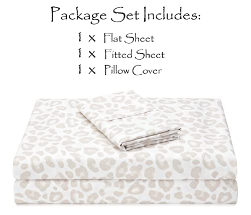 Chanasya LEO-BEIGE-TWIN Premium Leopard Print Animal Patterned Twin Bed Sheet Set 3-Piece - 1 Flat 1 Fitted Sheet 1 Pillowcase thumb #2