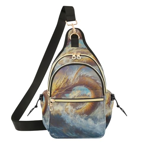 Sac à bandoulière tendance et léger pour femme à motif dragon