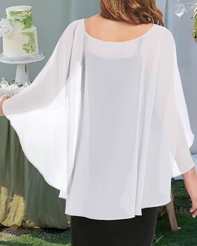 Image of Women Shawl and Wraps for Evening Dress Chiffon Cape Sheer Poncho Cover Up