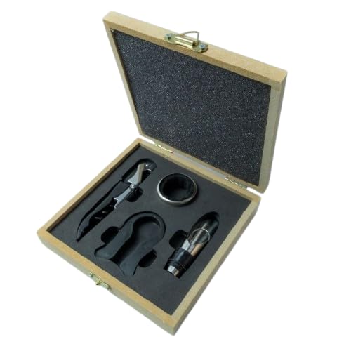 Estojo de Vinho MDF Com 4 Peças Personalizado Brinde Presente