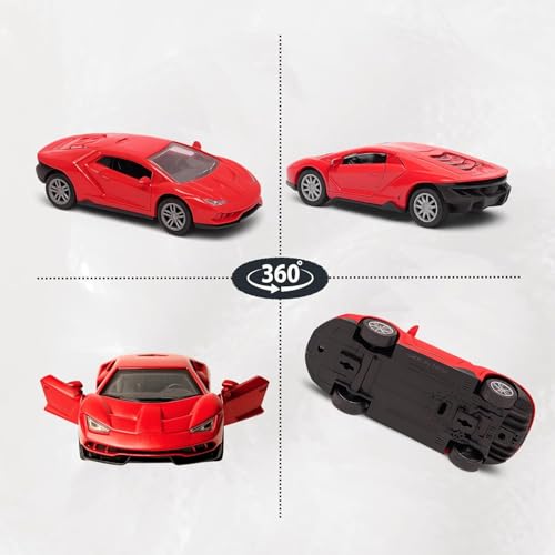 Image of Lamborghini Diecast Metal Toy Car For Kids, Red, 1:32 Scale | Opening Doors, Pull Back Action, For Kids Boys Girls