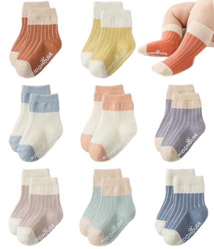 Baby Girls Boys Non Slip Socks Little Kids Ankle Sock Anti Skid Crew Sock with Grips Toddler Infant Cotton Socks