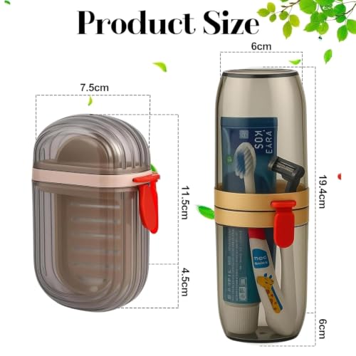 Image of Wall Mounted Soap Box with Flip Cover and Drain Tray | Detachable Inner Support | Adhesive Sticker Installation | ABS Soap Holder for Bathroom (Travel soap Combo-Brown)