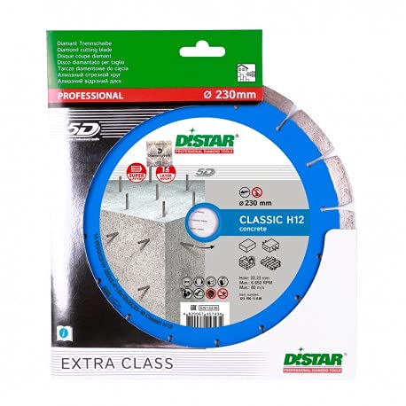 distar Disco diamantato per Media Acciaio cemento, cerotti Piastra in acciaio, cemento 1 a1rssc3 W 232 X 2,4/1,6 X 12 X 22,23 – 16 Classic H12 Reinforced Concrete, Paving Slab, Green Concrete