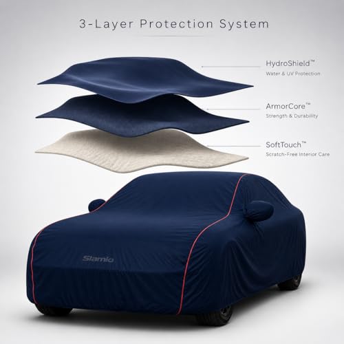 Image of Premium 100% Waterproof Car Cover for Ford Freestyle Model | All-Weather, UV & Dust Protection | Heavy-Duty 3-Layer Fabric | Custom Fit with Mirror & Antenna Pockets | Navy Blue