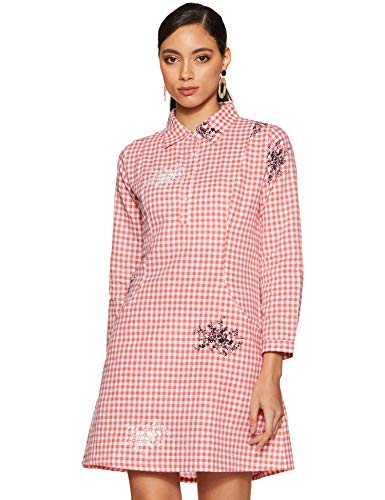 Image of MsFQ Women's Cotton Skater Knee-Long Dress (FDRF501743 Red S)