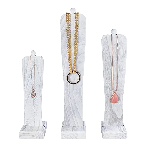 image for MOOCA 3Pcs Wooden Freestanding Necklace Display Stand Holder with Mult