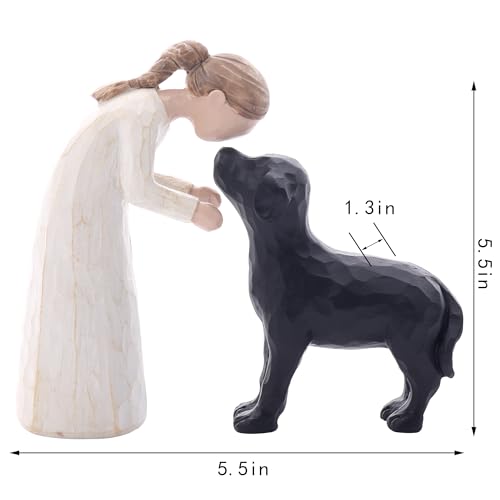 Escultura Clásica de Mujer y Perro en Resina para Decoración miniatura 3