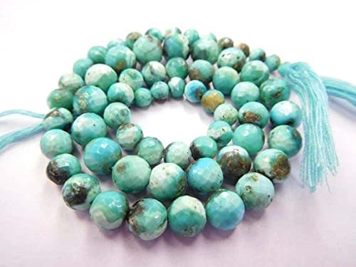 LKBEADS Naturalne Arizona turkusowe fasetowane okrągłe koraliki Wa-18 okrągłe koraliki, koraliki z kamieni szlachetnych, okrągłe koraliki, koraliki do biżuterii 33 cm sznur 4-8 mm