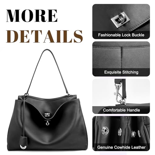 Bolso Tote de cuero genuino para mujer miniatura 4