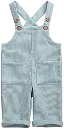 Vohawsa Baby Girl Boy Velvet Strap Suspender Overalls Pant Solid Jumpsuit Bib Pants One-Piece Spring Fall Clothes (6-12M, Romper Bodysuit Light Green)