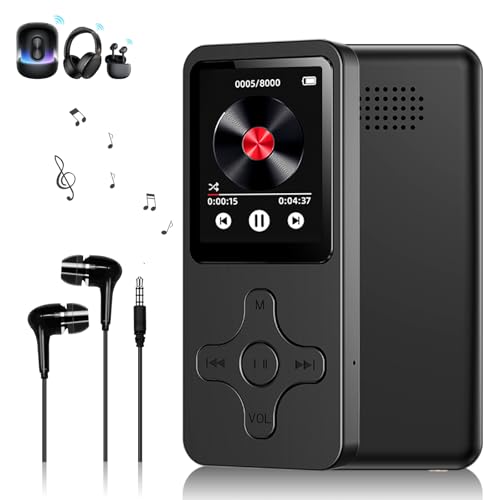 MP3 MP4 Player Portátil MP3/MP4 Player Reprodutor de Música Ultrafino MP3 Player Bluetooth Gravador de voz Reprodução de Vídeo Suporte Cartao de Memoria de Até 128 GB(Preto)