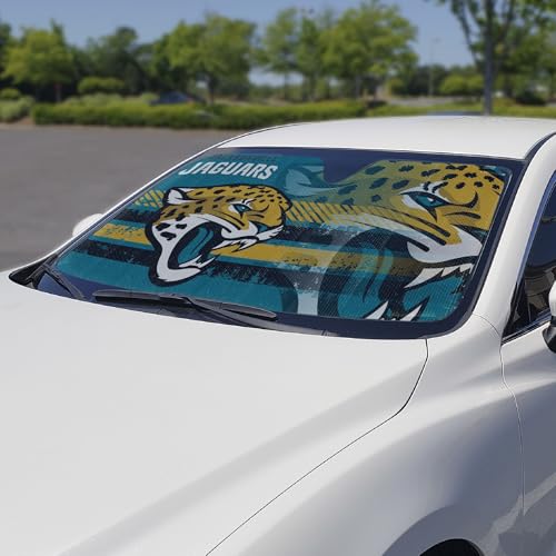 Image of Fanmats NFL Windshield Sun Auto Shade, Sun Shield Sun Visor Accordion tri-fold for Storage 59 inch x 29.5 inch, Colorful Team Design