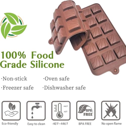 Image of ARTO Zigzag Wave Silicone Chocolate Mould | 15 Cavity Fan Design Tray | Unique Abstract Shape for DIY Modern Chocolates & Cake Decor | Non-Stick Baking Mould (Brown)