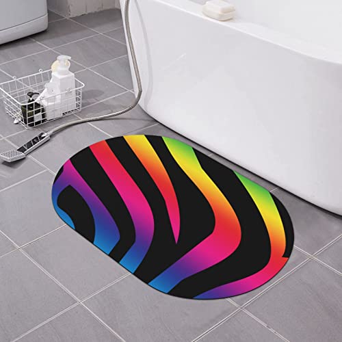 TOMPPY Badematte mit Zebramuster, bedruckt, Kieselgur, super saugfähig, schnell trocknend,...