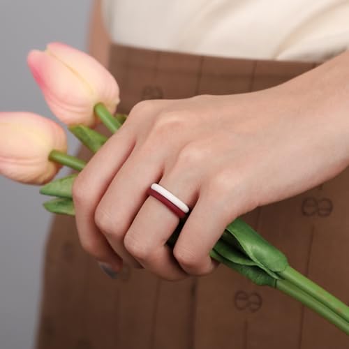 Egnaro Women's Silicone Wedding Ring 2.5mm Wide 1.8mm Thick Rubber Band Set by Egnaro - Used condition - Image 3