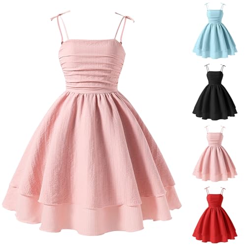 Girls Spaghetti Straps Cute Party Dress Toddler Comfort Cotton Sleeveless A-Line Princess Dresses for Kids 8-14 Years2