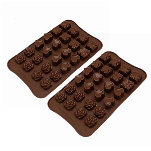 Image of Cake Decor 24 Cavity Heart Gift Rose Shapes Valentines Silicone Chocolate Mould