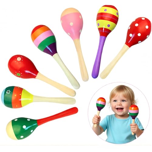 WSNDM 1 Paar Rasseln aus Holz, Rasseln Percussion Musical Zubehör, Maracas...