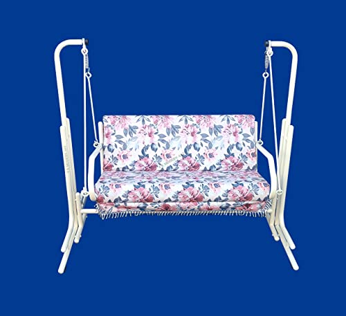 Image of s k modern art Swing with Stand | Jhula for Adults with Cushion for Home /Patio (Two Seater, White)