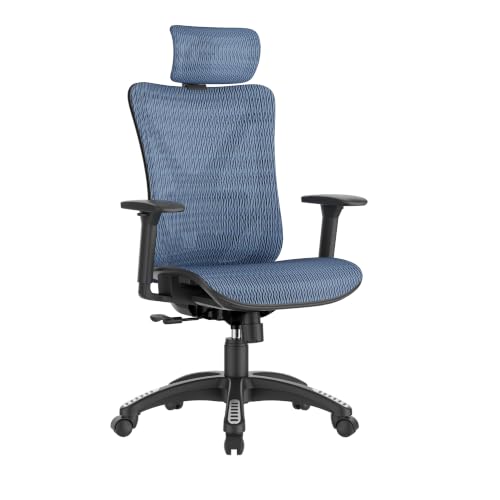 Image of ELABEST Mesh Office Chair,Ergonomic Computer Desk Chair,Sturdy Task Chair- Adjustable Lumbar Support & Armrests,Tilt Function,Comfort Wide Seat,Swivel Home Office Chair (Navy Blue)